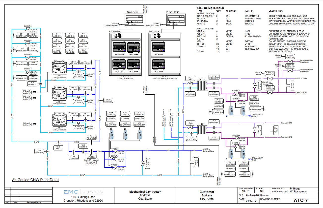 Engineering drawing chiller layout